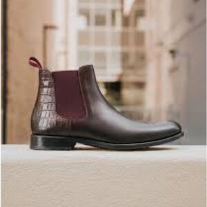 Taft Men’s Hiro Ankle Boots Leather Burgundy Size 44 Business Casual Shoes